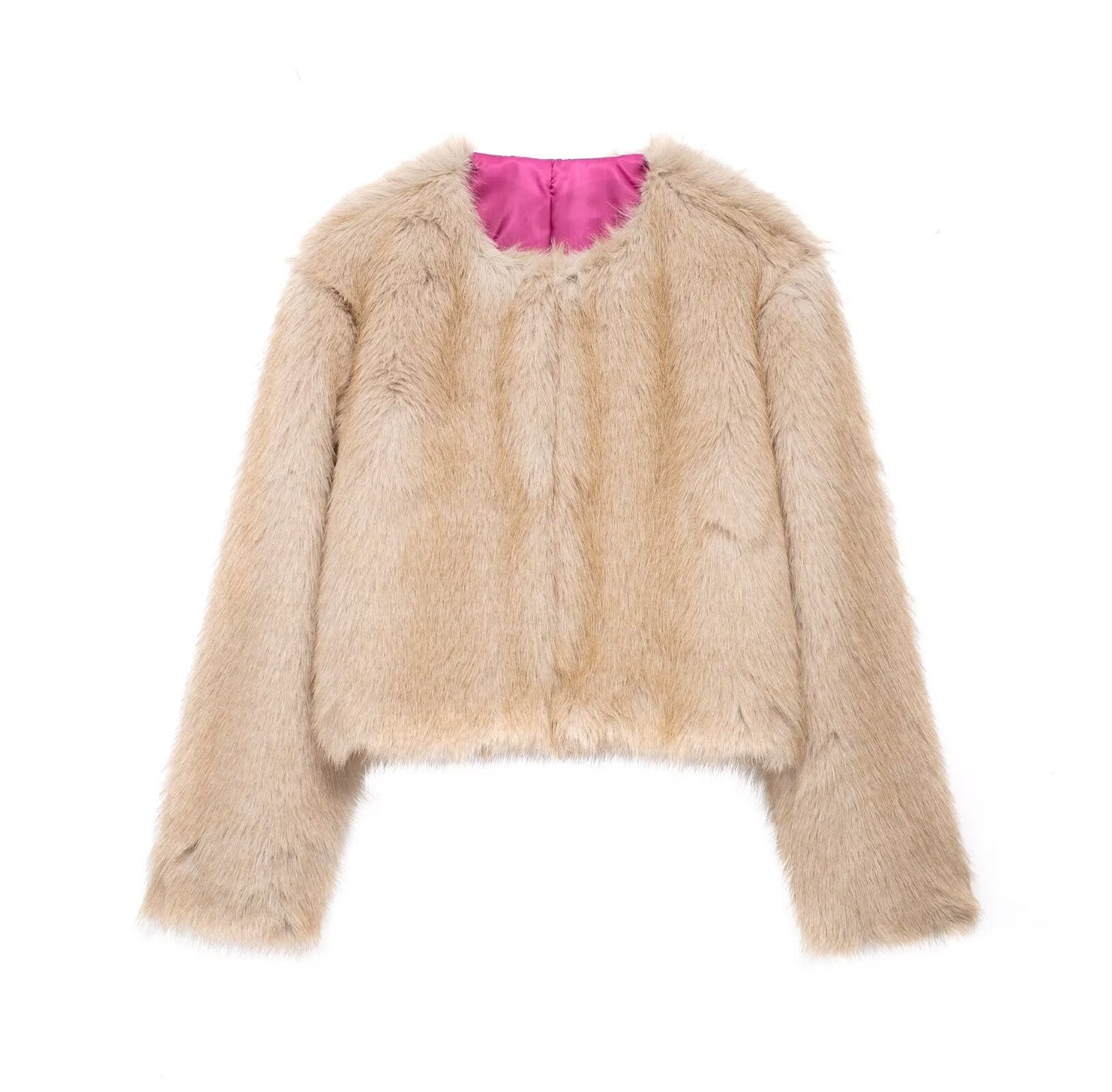 Faux Fur Crew Neck Jacket