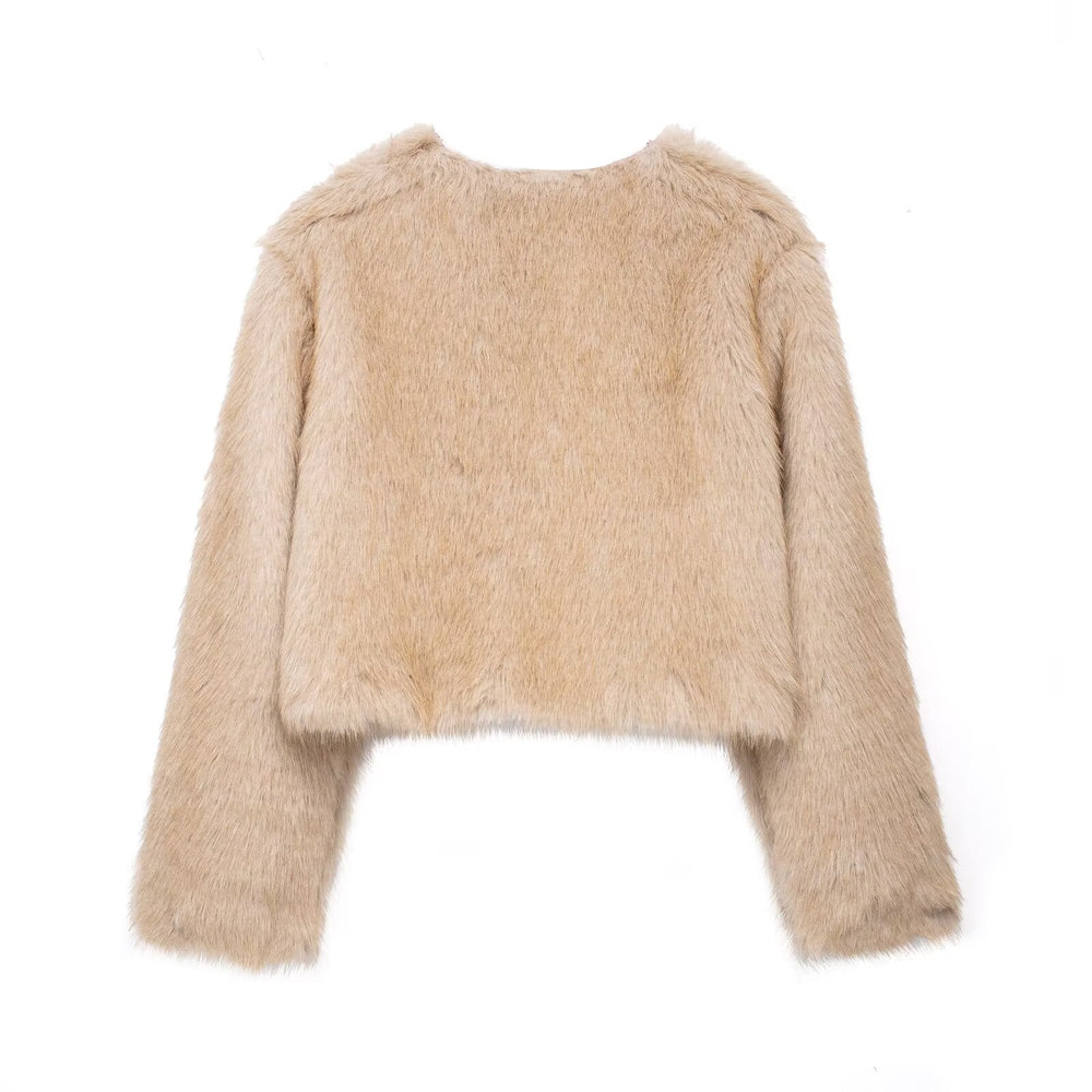 
                      
                        Faux Fur Crew Neck Jacket
                      
                    