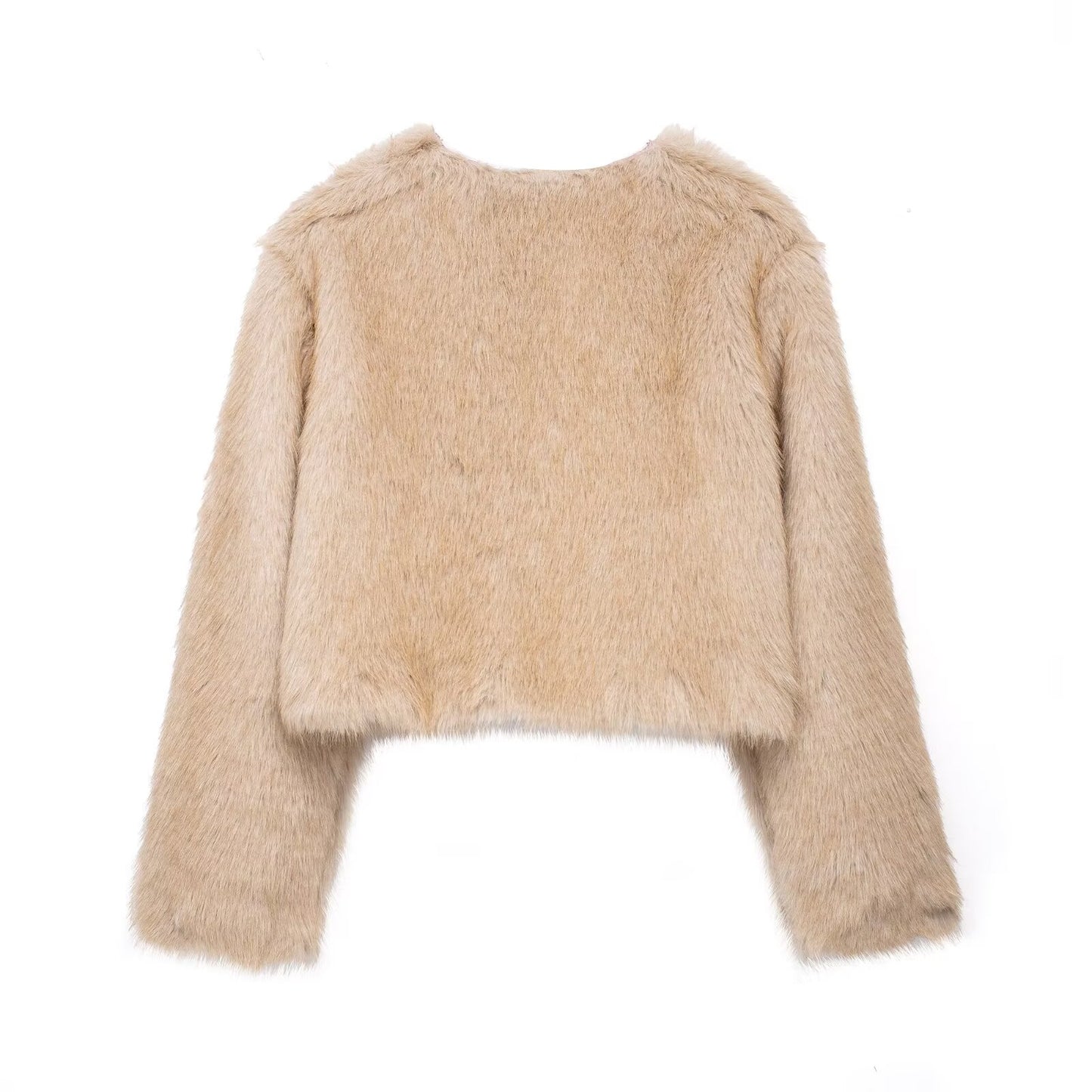 Faux Fur Crew Neck Jacket