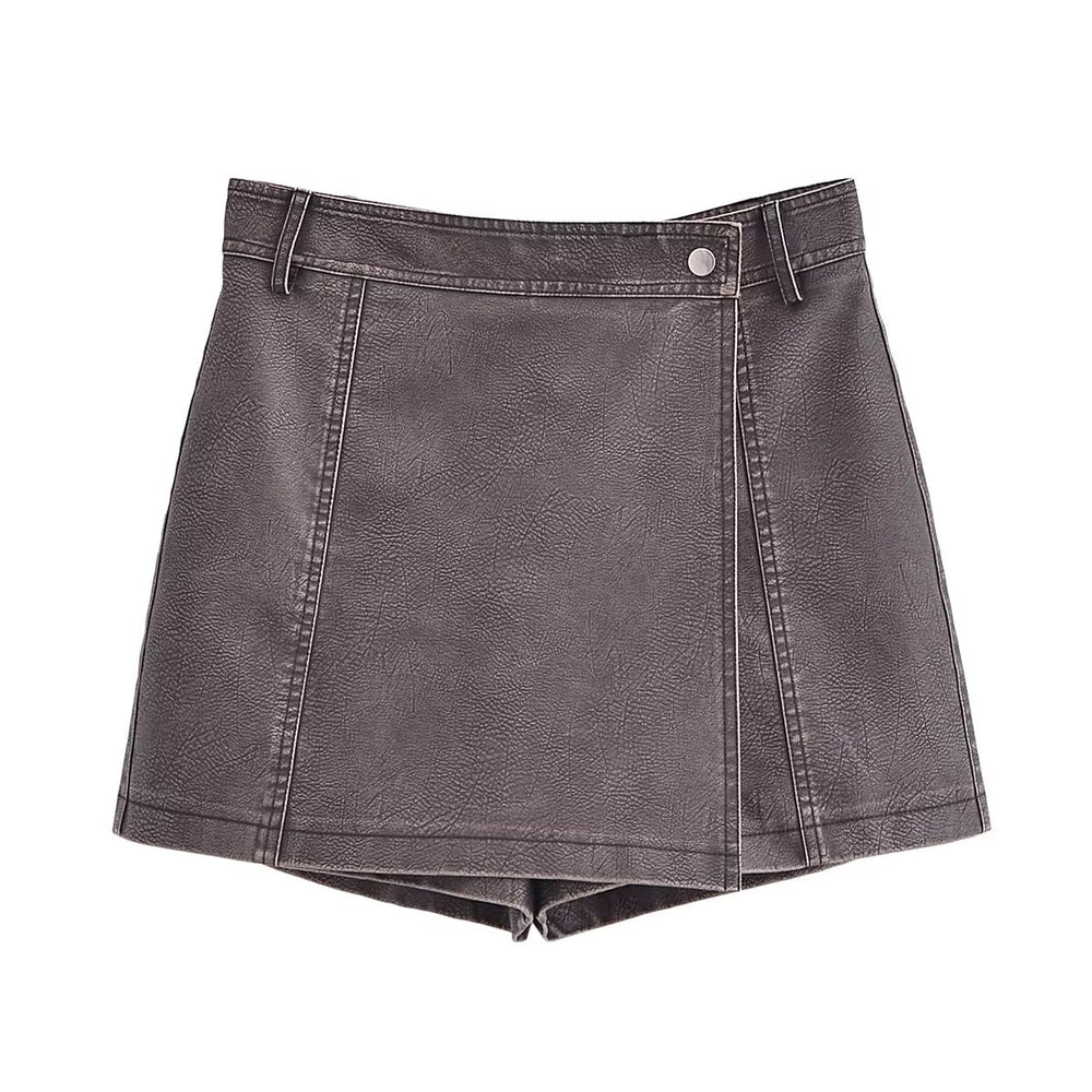 
                      
                        Wrap Front PU Skort
                      
                    