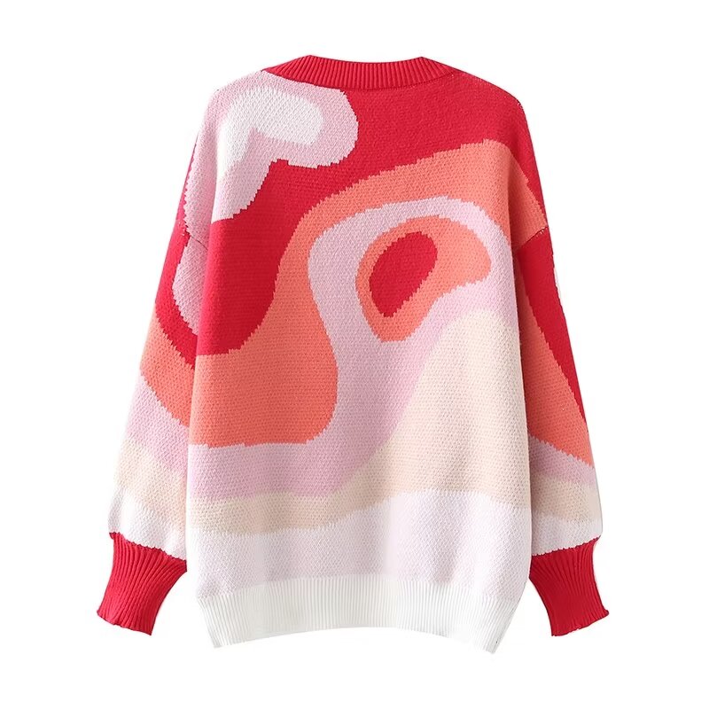 
                      
                        Abstract Print Crew Neck Sweater
                      
                    