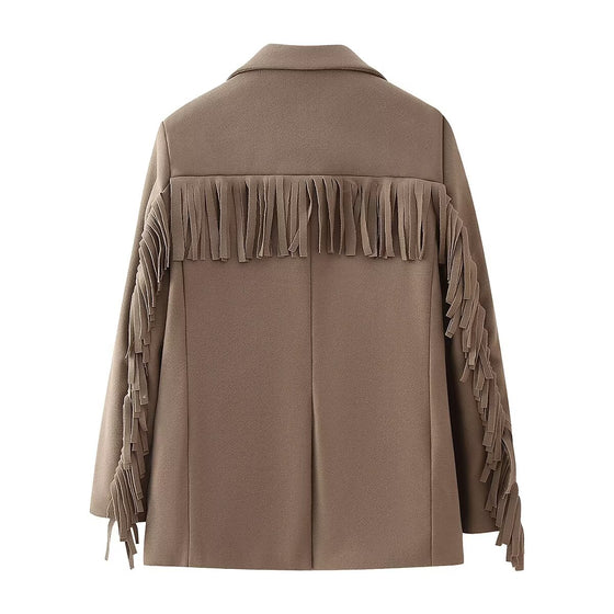 Fringe Trim Woolen Blazer