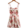 Tied Strap Red Floral Fit and Flare Mini Dress