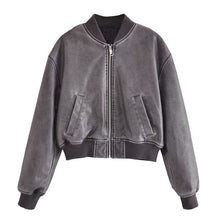  Washed Out Zip Up Bomber Jacket