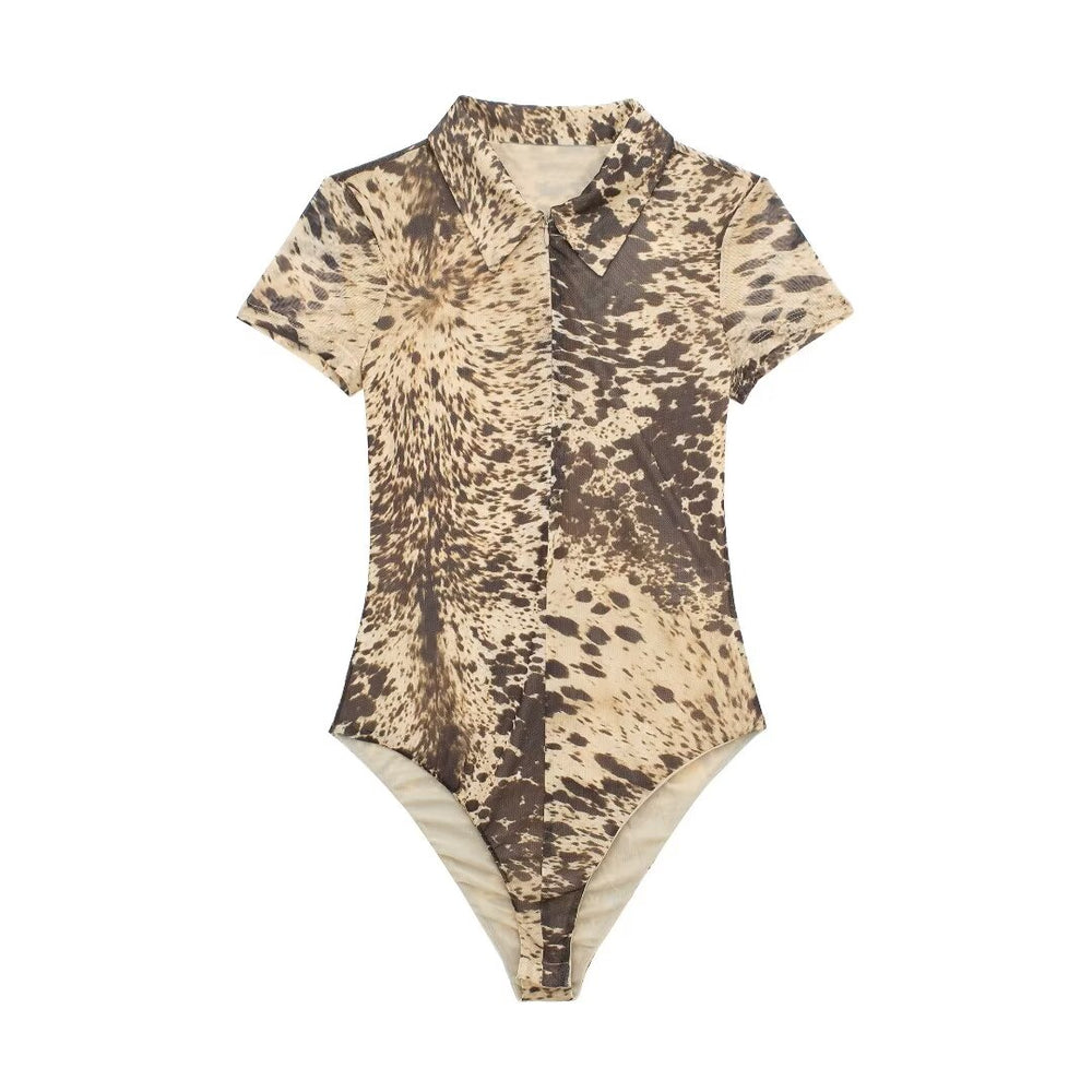 
                      
                        Animal Print Collared Bodysuit
                      
                    