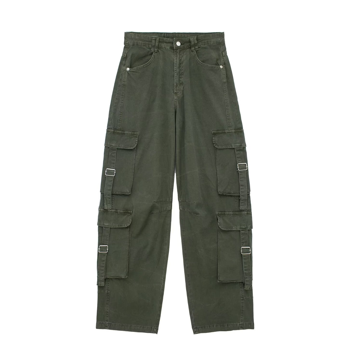 Low Rise Dark Green Cargo Pants