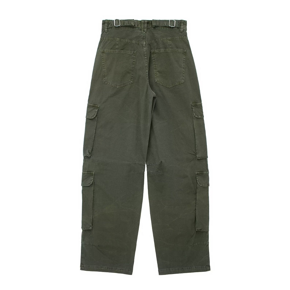 Low Rise Dark Green Cargo Pants