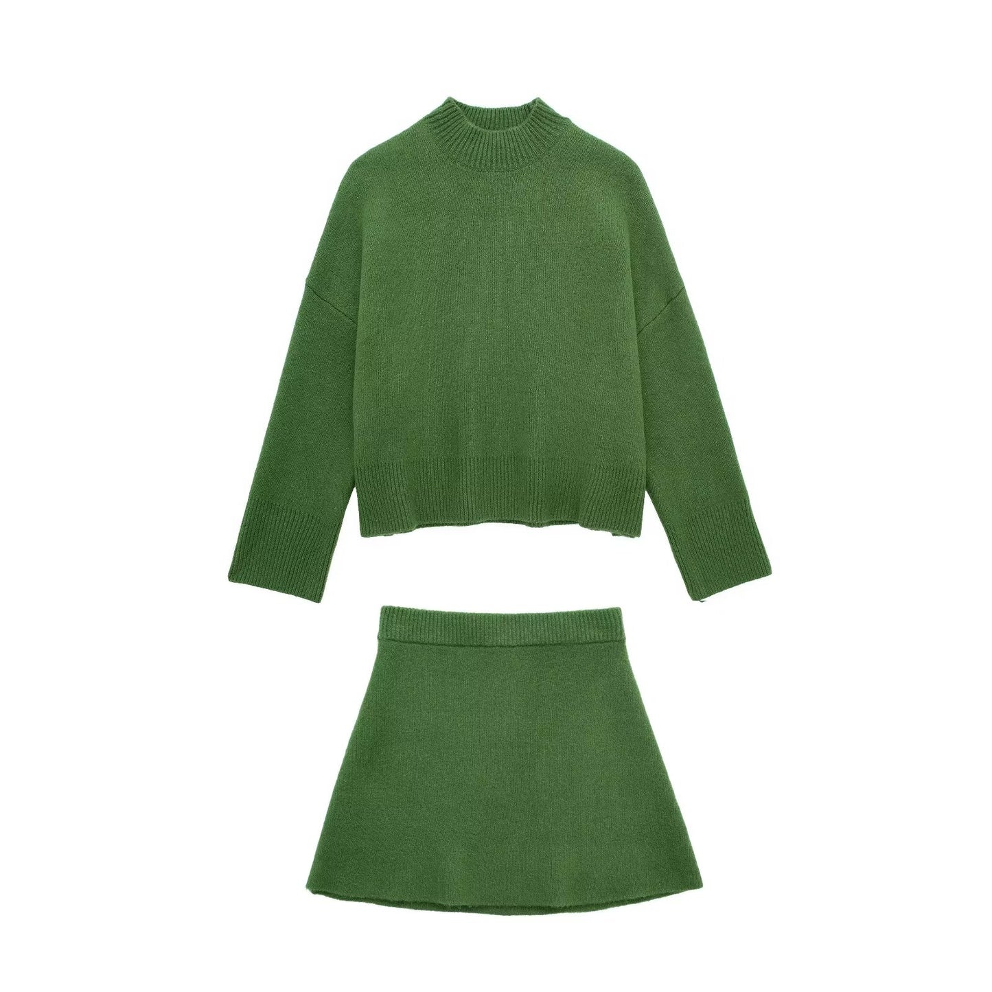 Long Sleeve Ribbed Sweater and Mini Skirt Set