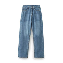  High Rise Medium Wash Straight Leg Jeans