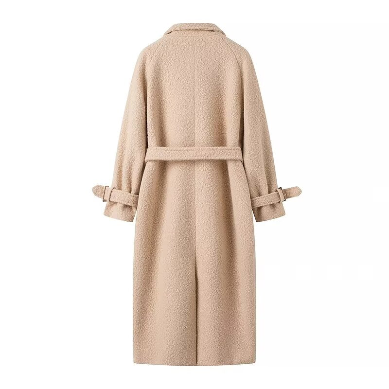 
                      
                        Double Breasted Woolen Belted Coat
                      
                    