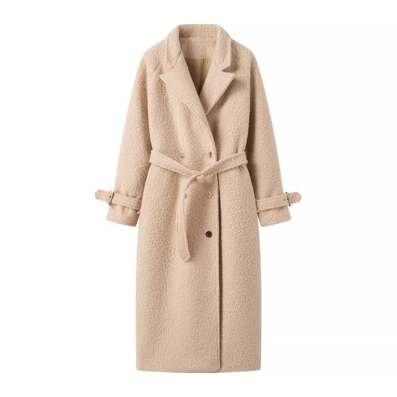 
                      
                        Double Breasted Woolen Belted Coat
                      
                    