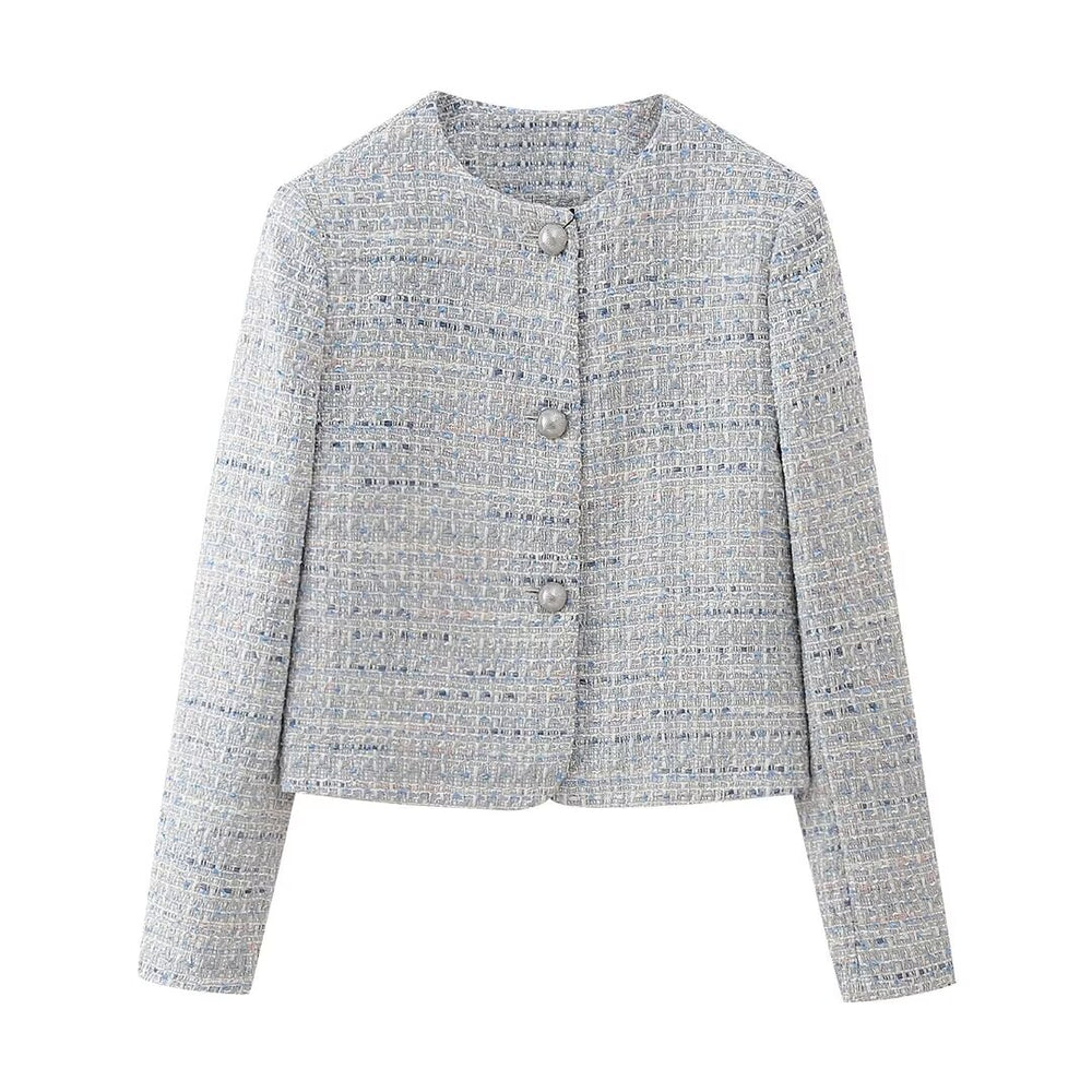 
                      
                        Crewneck Long Sleeve Tweed Jacket
                      
                    