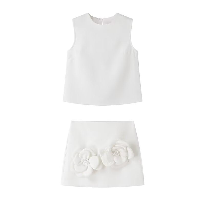 
                  
                    Sleeveless Tank and 3-D Flower Skirt Set
                  
                