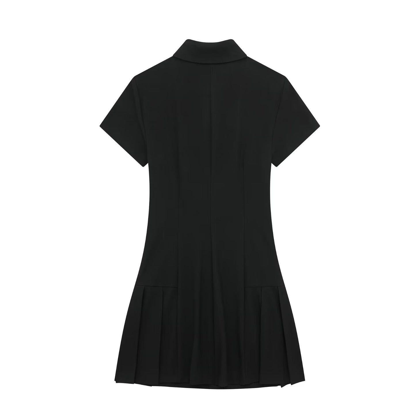 Short Sleeve Button Down Pleated Mini Dress