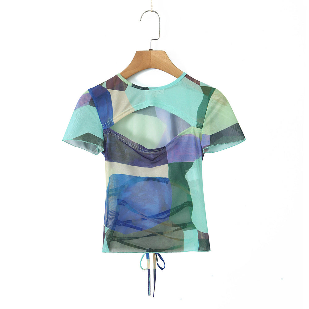 Peek A Boo Graphic Print Short Sleeve Tee