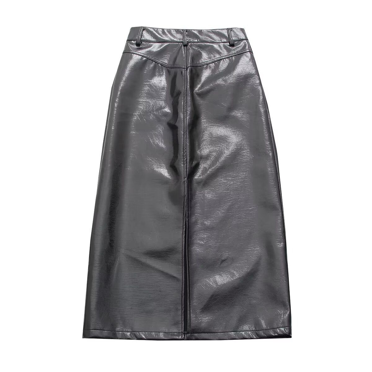 High Waist Faux Leather Pencil Skirt