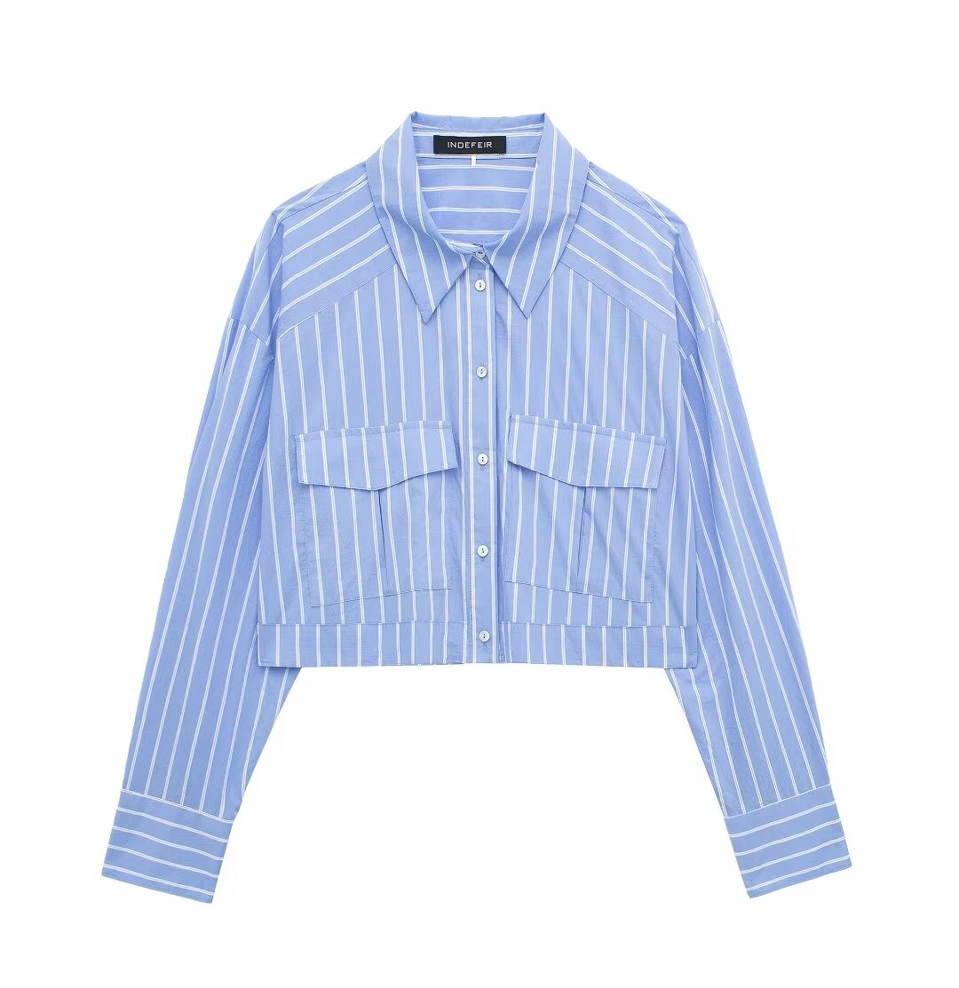 Pinstripe Long Sleeve Collared Button Down