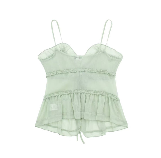 Sheer Mint Tiered Spaghetti Strap Top