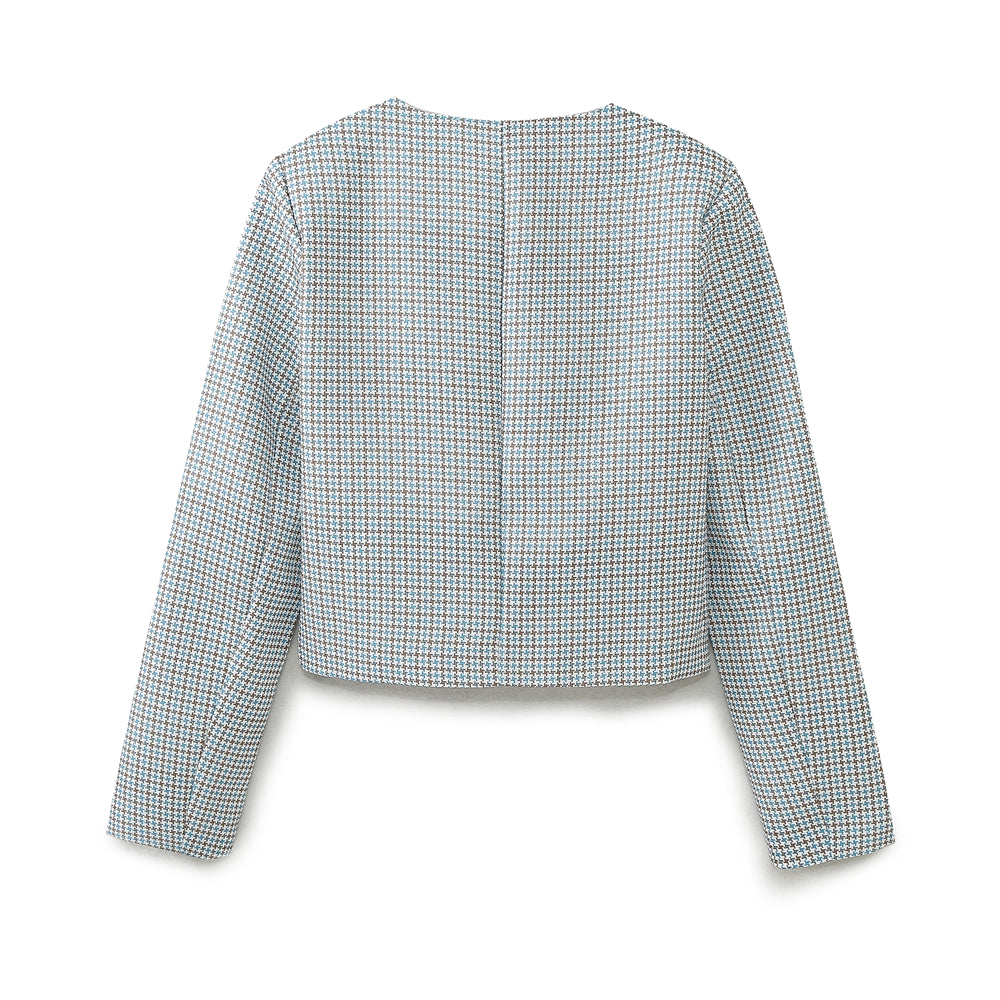 
                  
                    Houndstooth Long Sleeve Button Down Top and Pleated Skirt
                  
                