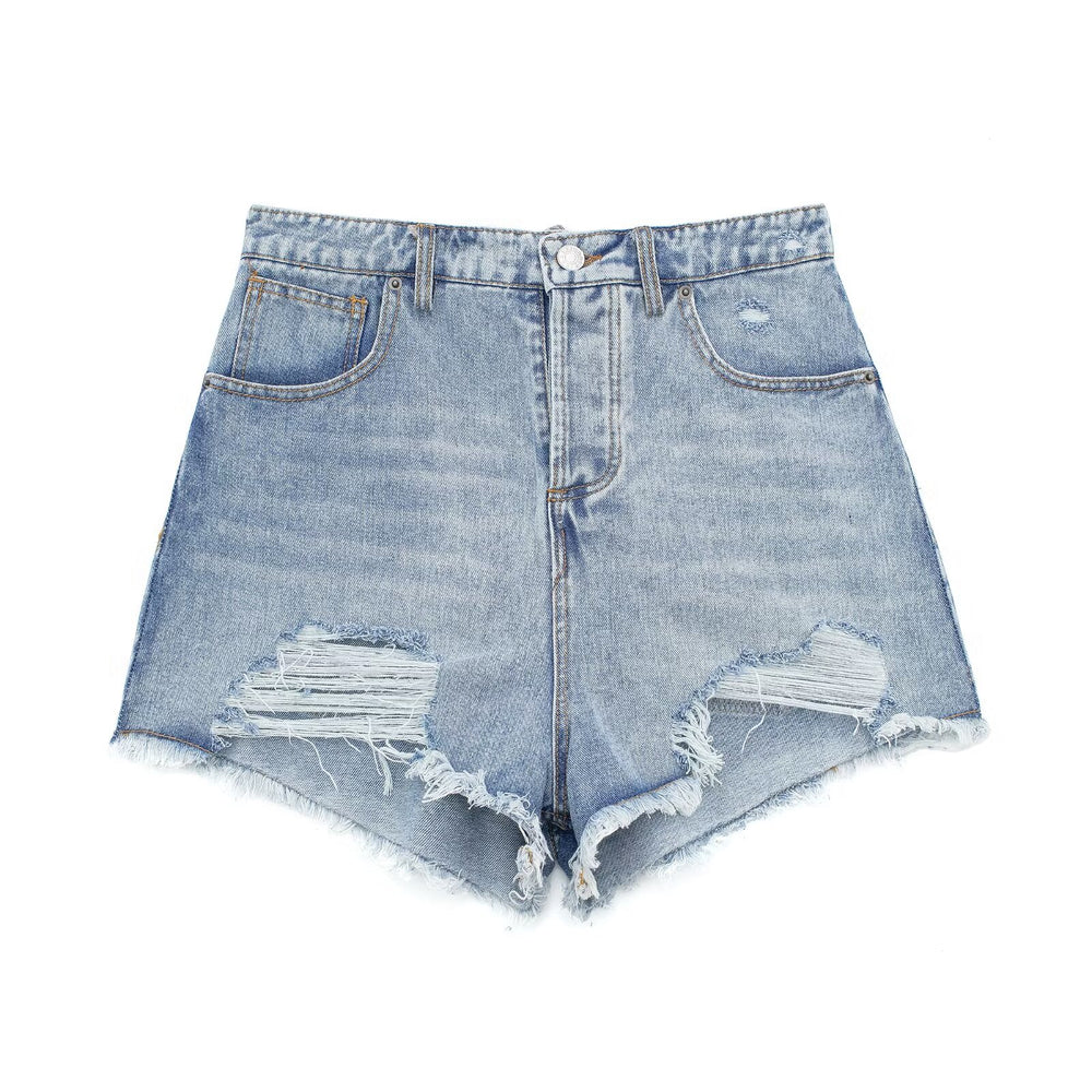 
                      
                        High Waist Light Wash Denim Shorts
                      
                    