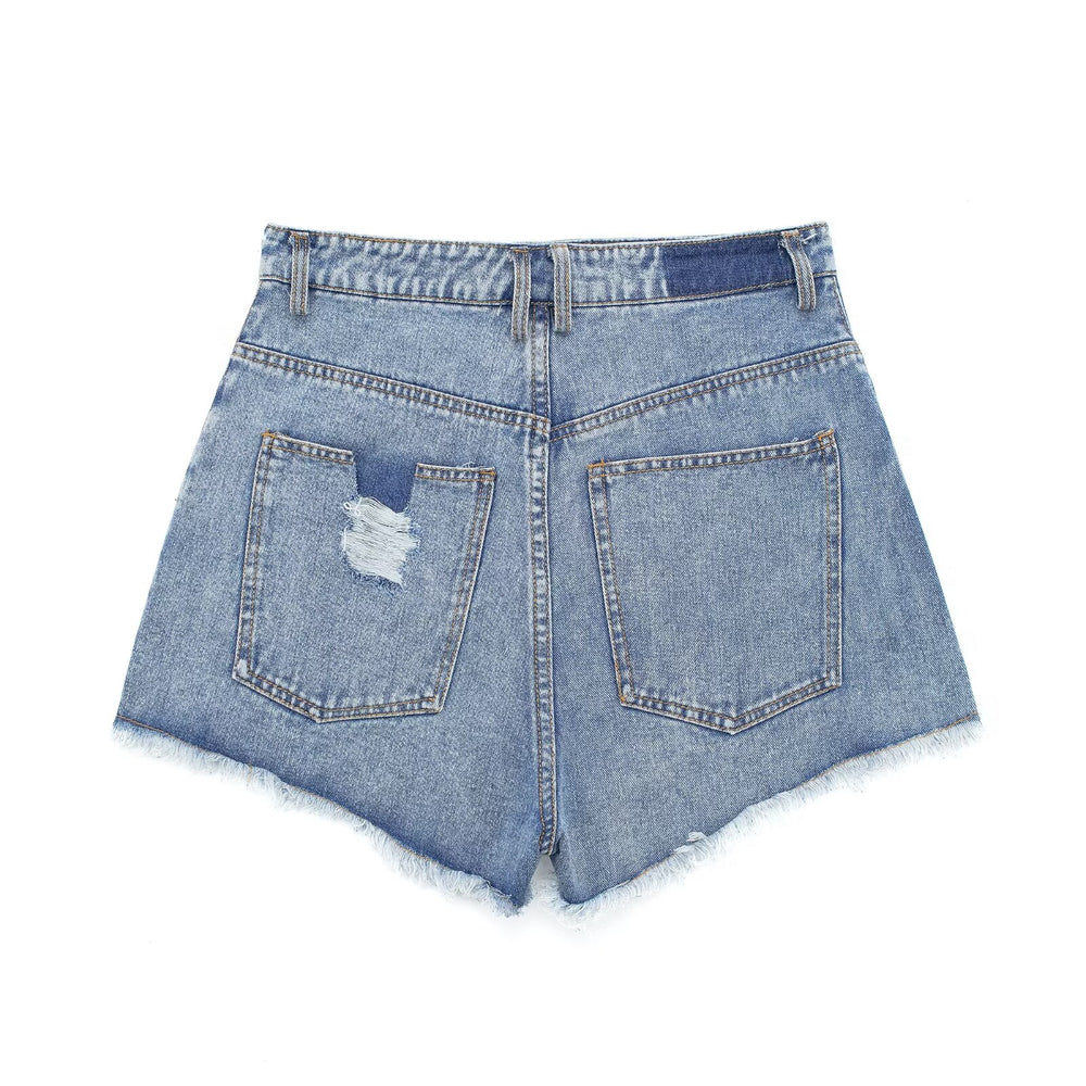 High Waist Light Wash Denim Shorts