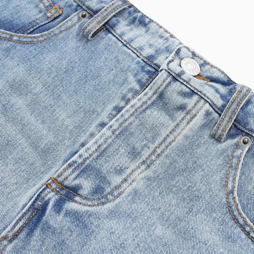 
                      
                        High Waist Light Wash Denim Shorts
                      
                    