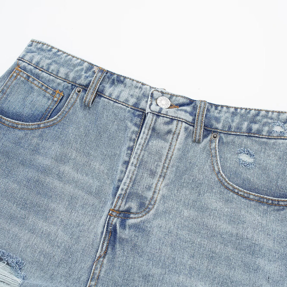 
                      
                        High Waist Light Wash Denim Shorts
                      
                    