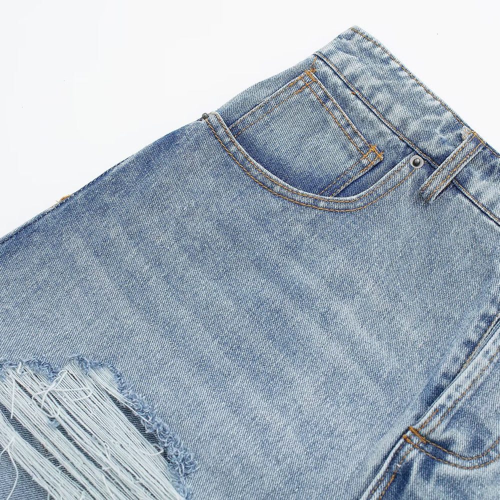 
                      
                        High Waist Light Wash Denim Shorts
                      
                    