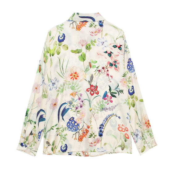 Floral Printed Long Sleeve Button Up Top
