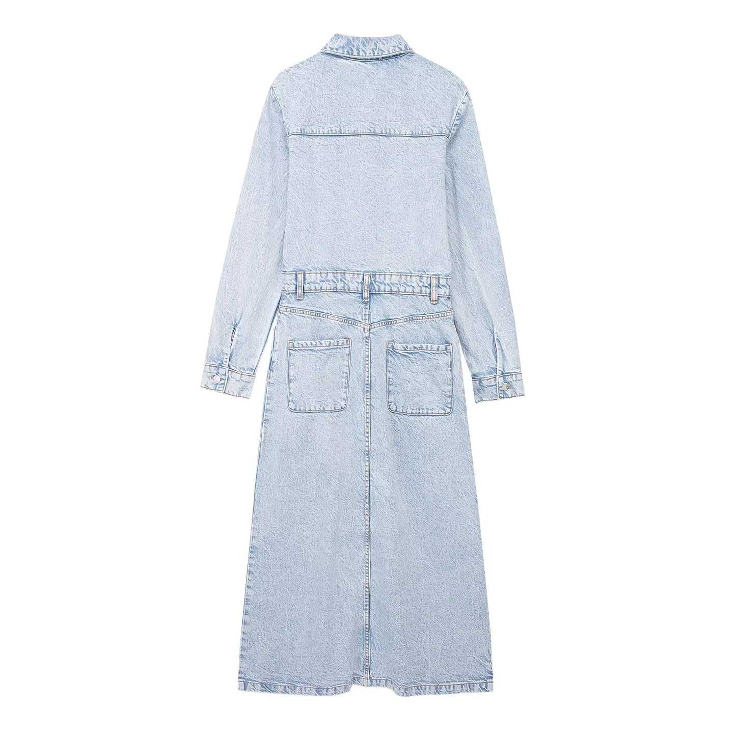 Light Wash Button Up Denim Maxi Dress