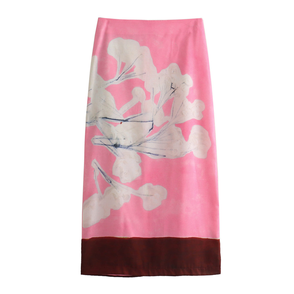 
                      
                        French Linen Graphic Print Midi Skirt
                      
                    