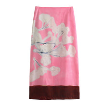  French Linen Graphic Print Midi Skirt
