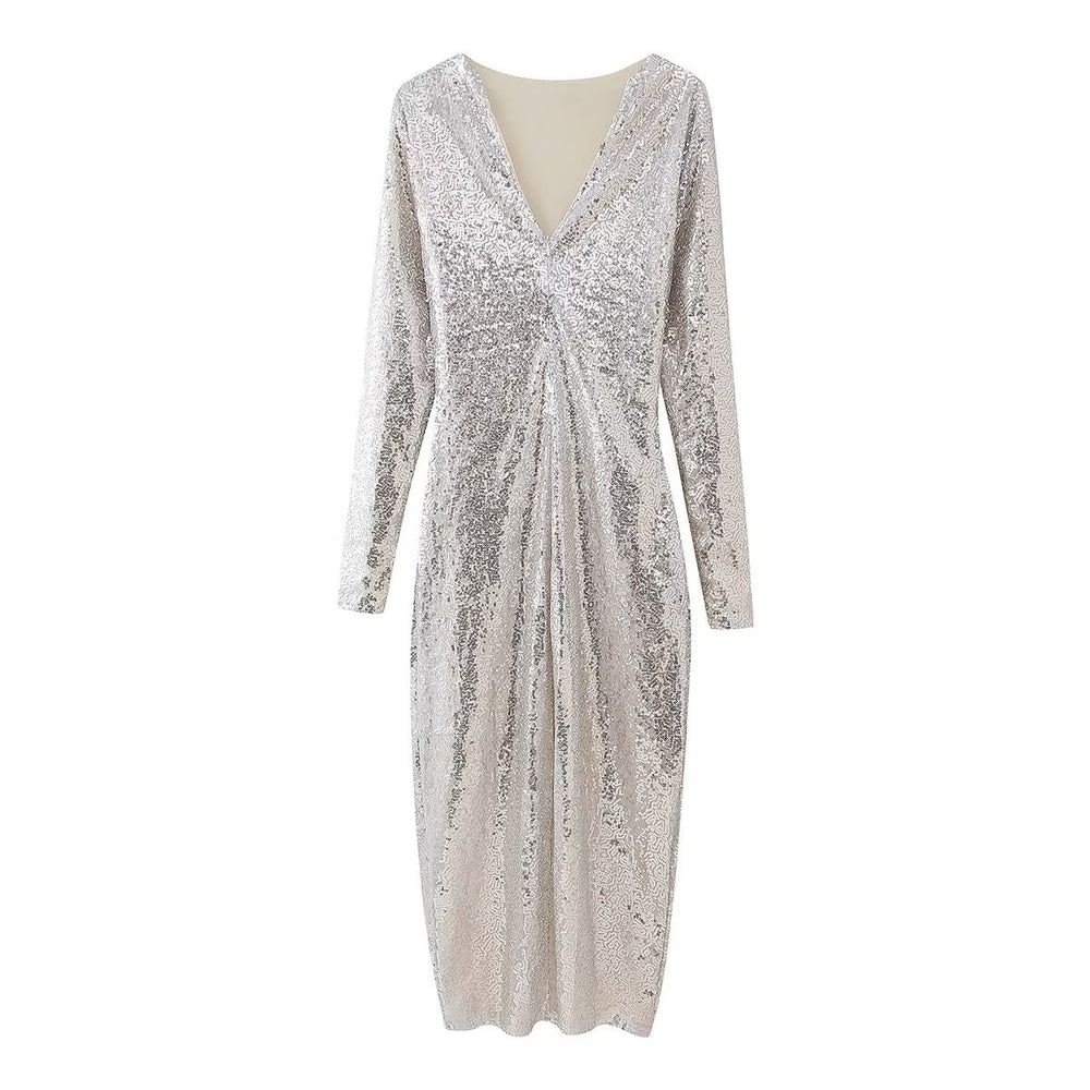 
                  
                    Scoop Back Sequin Slit Gown
                  
                