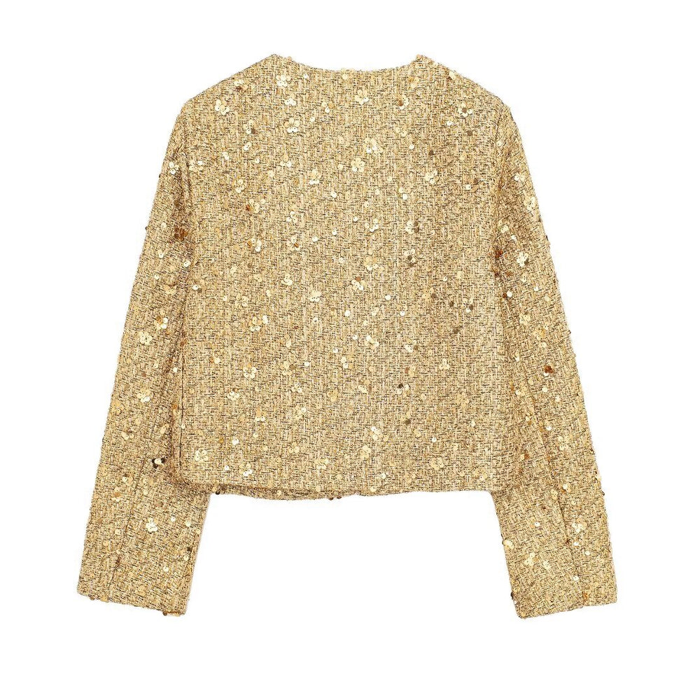 
                  
                    Sequin and Tweed Zip Up Jacket
                  
                