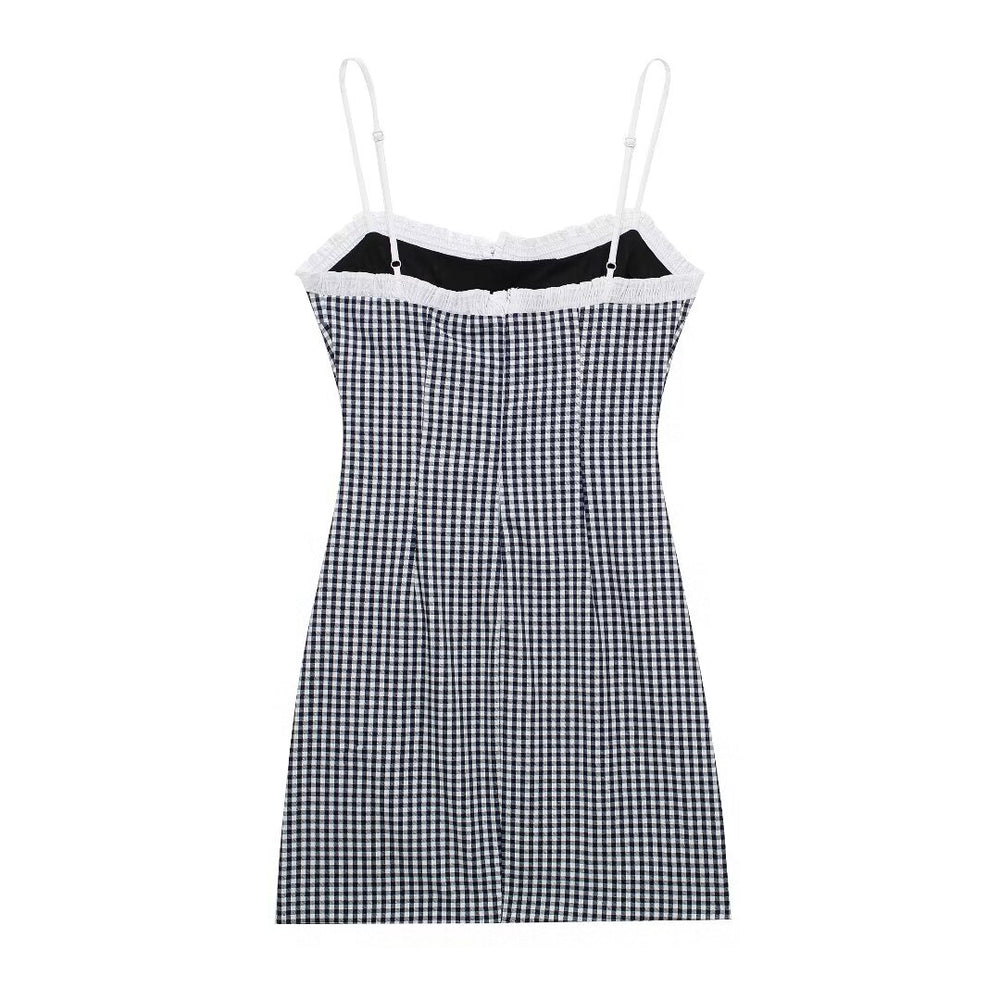 Spaghetti Strap Gingham Mini Dress