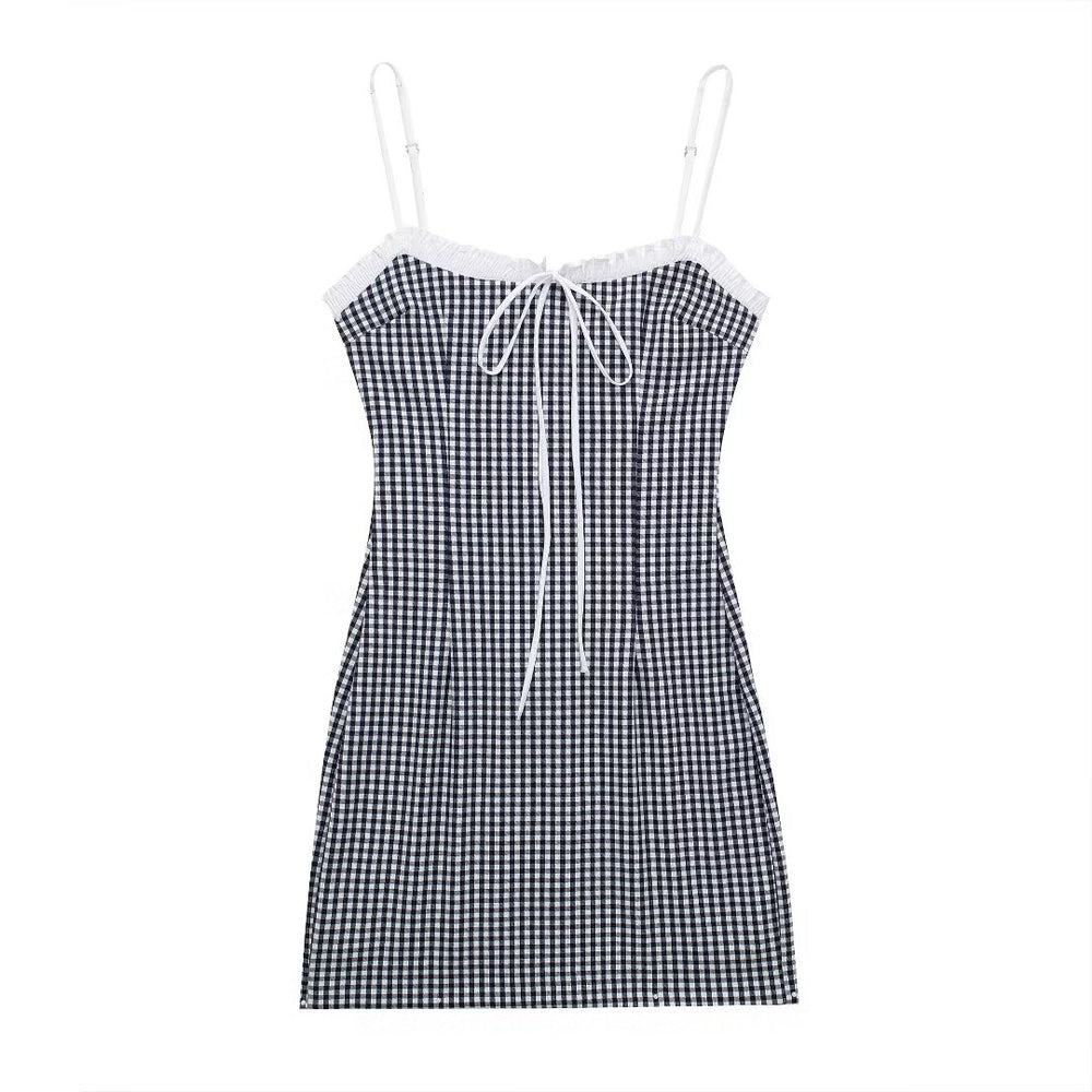 Spaghetti Strap Gingham Mini Dress