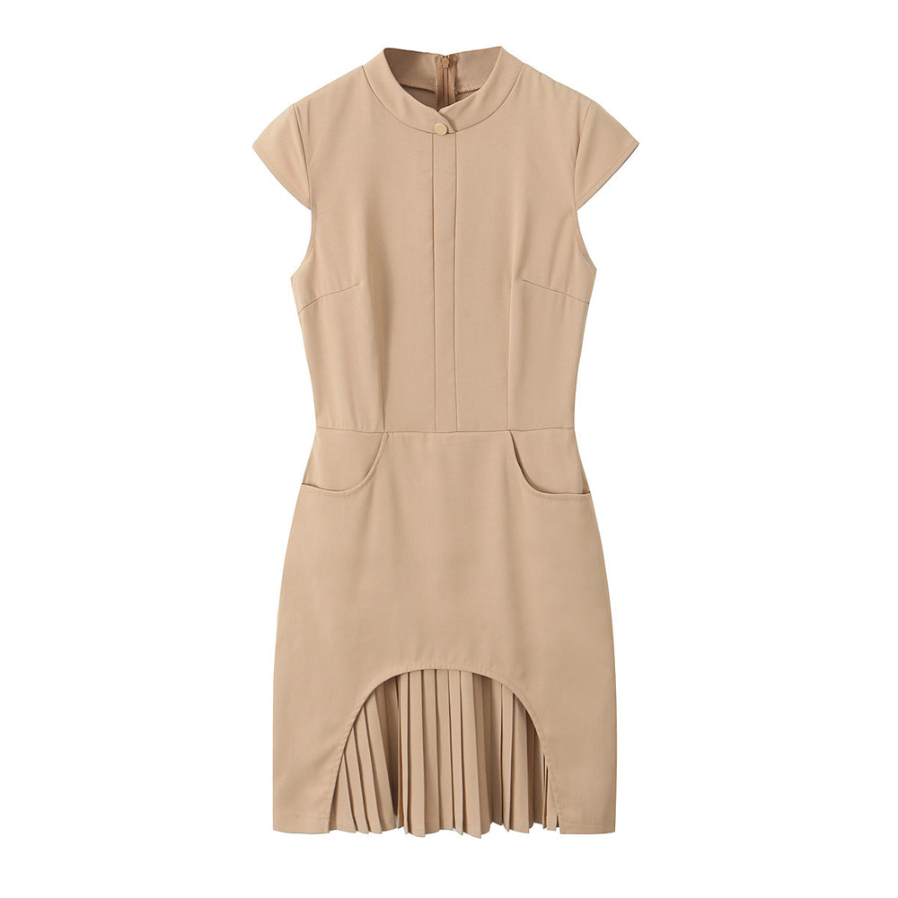 
                      
                        Mock Neck Cap Sleeve Pleated Accent Mini Dress
                      
                    