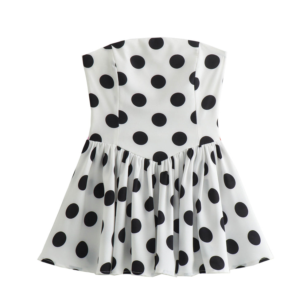 
                      
                        Strapless Polka Dot Peplum Top
                      
                    