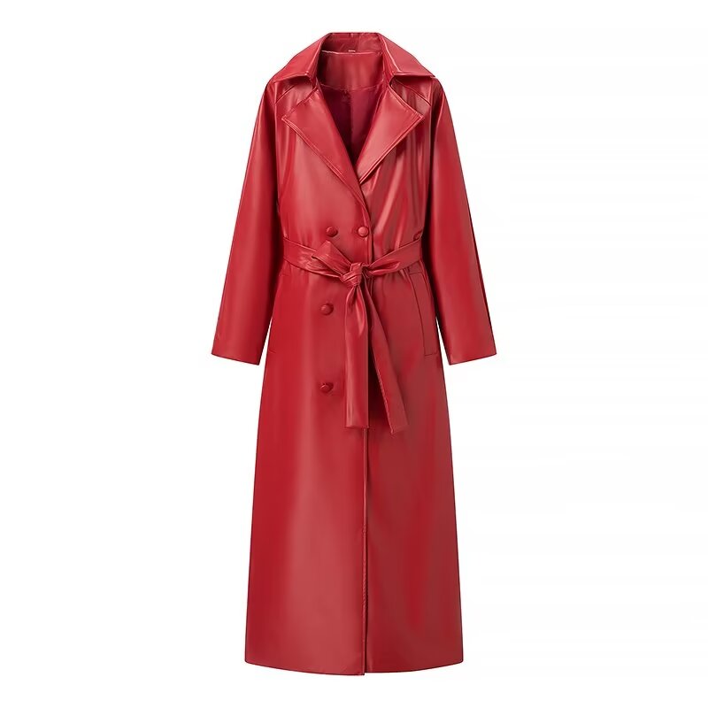 
                      
                        PU Belted Full Length Trench Coat
                      
                    