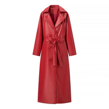  PU Belted Full Length Trench Coat