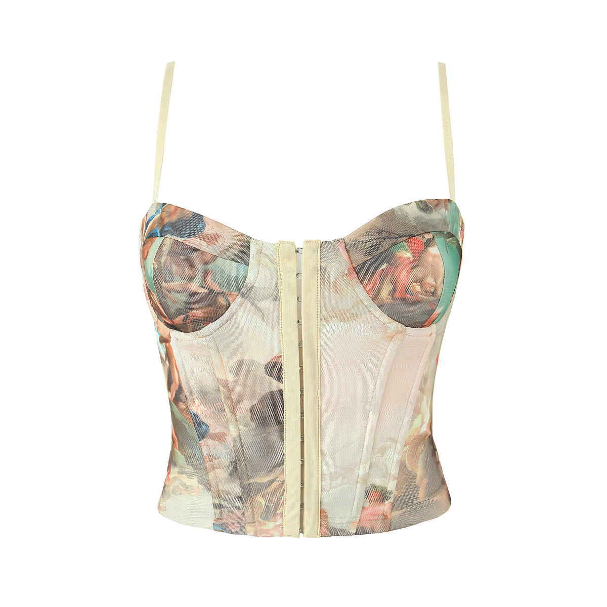 Art Print Spaghetti Strap Corset Top