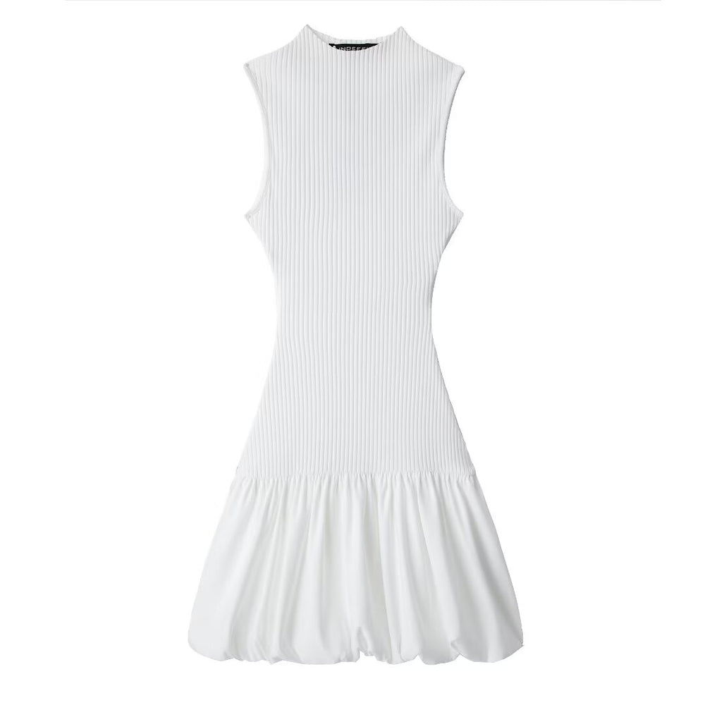 
                      
                        Sleeveless Drop Waist Mock Neck Mini Dress
                      
                    