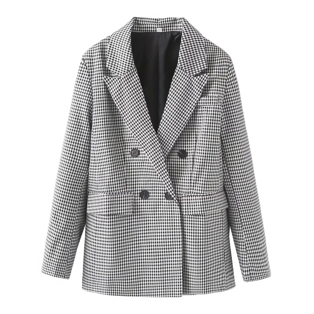 Houndstooth Double Breasted Blazer