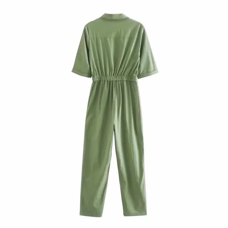 Collared Short Sleeve Jumpsuit