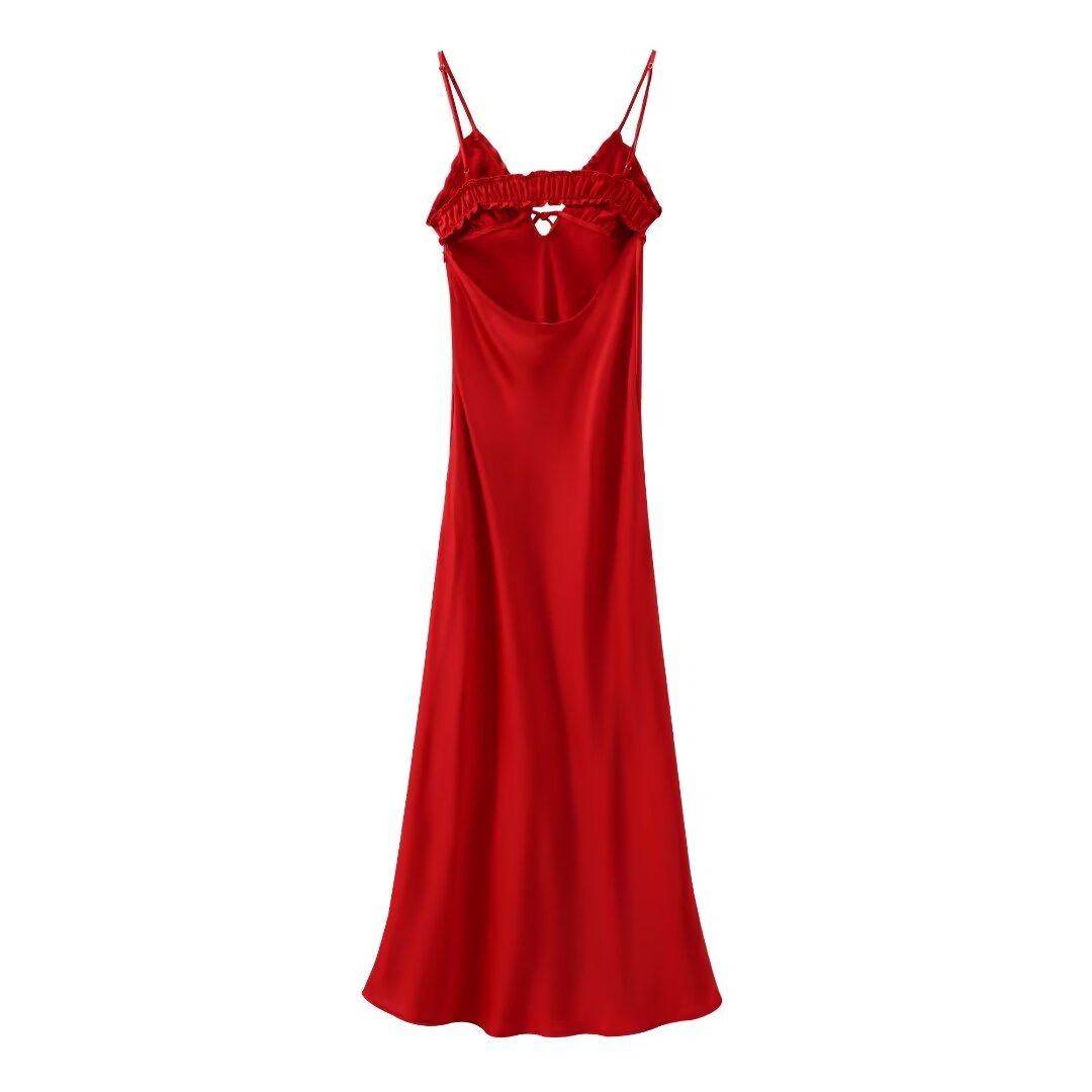 spaghetti strap cut out dress Glitter Red Mermaid Spaghetti Straps Cut Out Prom Dress with Slit Burgundy / Custom Size
