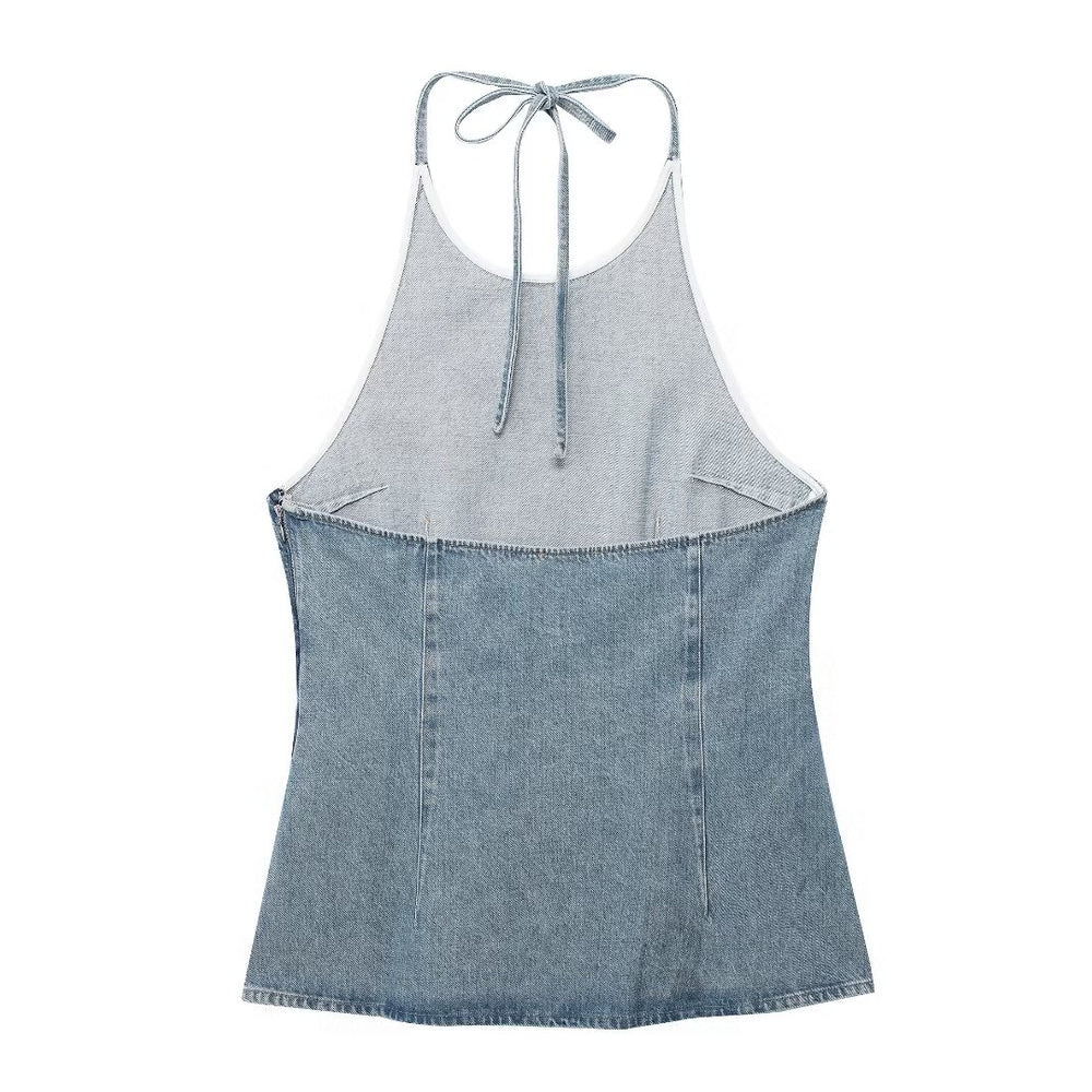 Fit and Flare Denim Halter Top