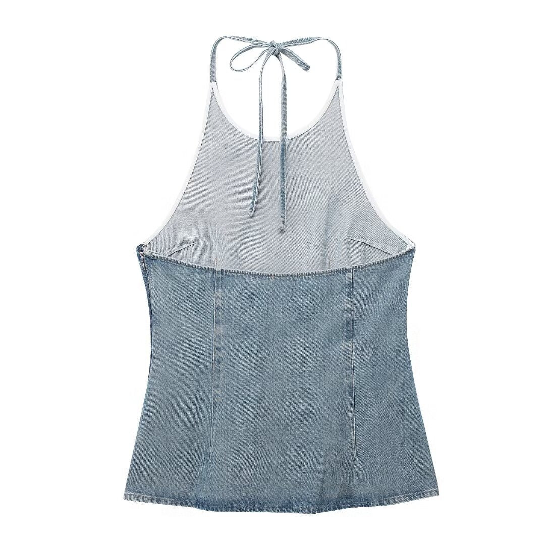 Fit and Flare Denim Halter Top