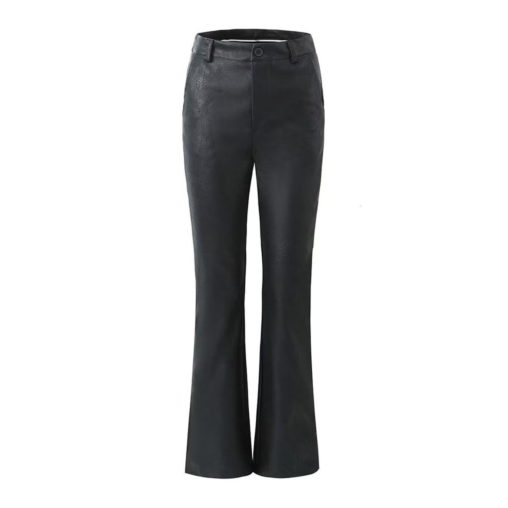 
                      
                        High Waist Flair PU Pants
                      
                    