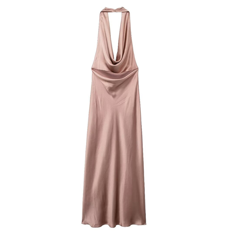 Cowl Neck Satin Maxi Dress