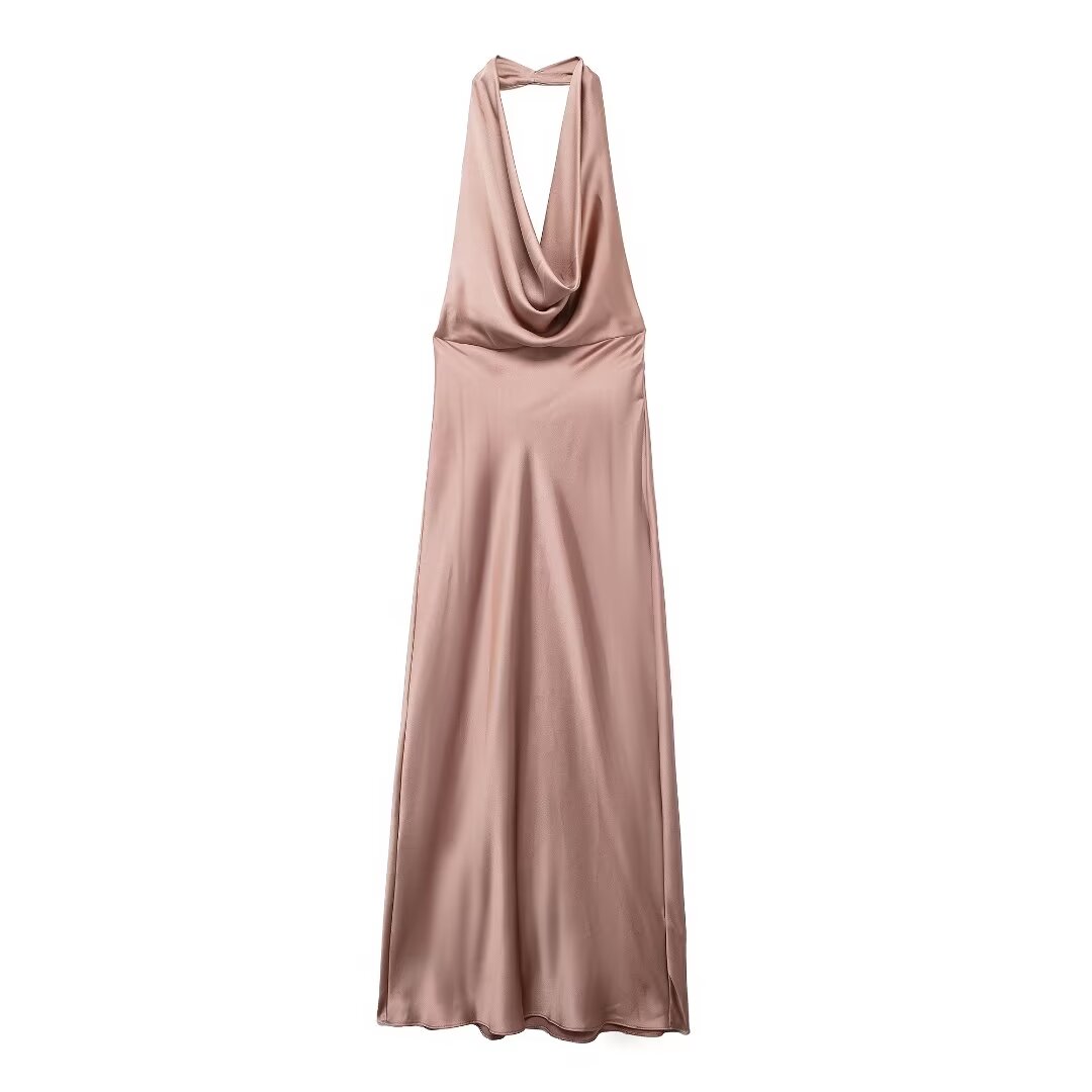 Cowl Neck Satin Maxi Dress